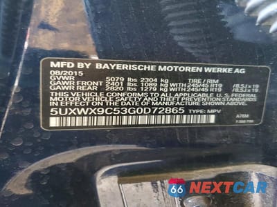 Zdjęcie 12 z 12 samochodu: 2016 BMW X3 XDRIVE28I VIN:5UXWX9C53G0D72865 - miniatura