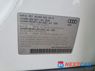 Zdjęcie 13 z 13 samochodu: 2013 AUDI Q5 PREMIUM PLUS VIN:WA1DGAFP4DA061921 - miniatura