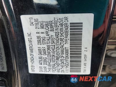 Zdjęcie 12 z 12 samochodu: 2019 HONDA ACCORD SPORT VIN:1HGCV1F33KA090877 - miniatura