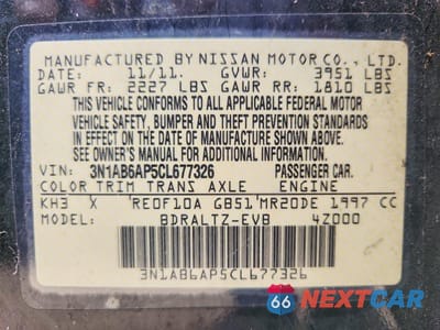 Zdjęcie 12 z 12 samochodu: 2012 NISSAN SENTRA 2.0 VIN:3N1AB6AP5CL677326 - miniatura