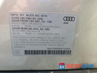 Zdjęcie 13 z 13 samochodu: 2014 AUDI Q5 PREMIUM PLUS VIN:WA1LFAFPXEA102830 - miniatura