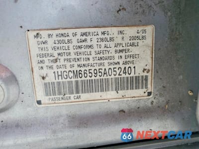 Zdjęcie 13 z 13 samochodu: 2005 HONDA ACCORD EX VIN:1HGCM66595A052401 - miniatura