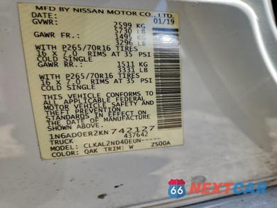 Zdjęcie 13 z 13 samochodu: 2019 NISSAN FRONTIER SV VIN:1N6AD0ER2KN742127 - miniatura