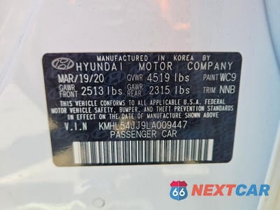 Zdjęcie 12 z 12 samochodu: 2020 HYUNDAI SONATA HYBRID LIMITED VIN:KMHL54JJ9LA009447 - miniatura