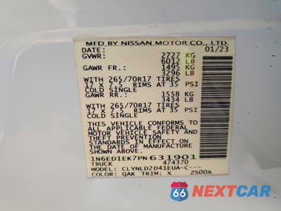 Zdjęcie 12 z 12 samochodu: 2023 NISSAN FRONTIER PRO-4X VIN:1N6ED1EK7PN631901 - miniatura
