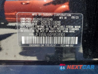 Zdjęcie 12 z 12 samochodu: 2023 SUBARU WRX LIMITED VIN:JF1VBAL64P9818901 - miniatura