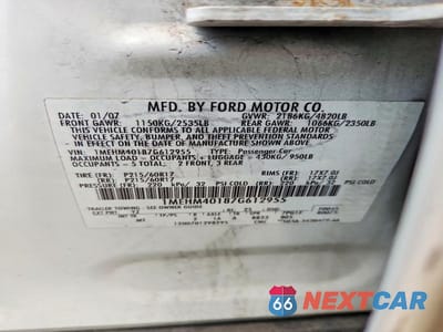 Zdjęcie 12 z 12 samochodu: 2007 MERCURY MONTEGO LUXURY VIN:1MEHM40187G612955 - miniatura