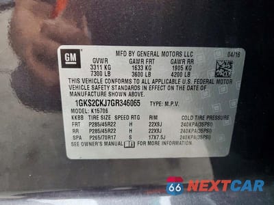 Zdjęcie 13 z 13 samochodu: 2016 GMC YUKON DENALI VIN:1GKS2CKJ7GR346065 - miniatura