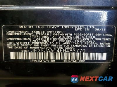 Zdjęcie 12 z 12 samochodu: 2014 SUBARU FORESTER 2.5I VIN:JF2SJAAC4EH483779 - miniatura
