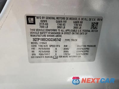 Zdjęcie 12 z 12 samochodu: 2016 GMC SIERRA C1500 SLE VIN:3GTP1MEC8GG345742 - miniatura