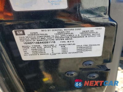 Zdjęcie 12 z 12 samochodu: 2004 CHEVROLET TRAILBLAZER LS VIN:1GNDT13S442281118 - miniatura