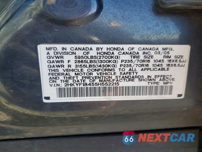 Zdjęcie 13 z 13 samochodu: 2005 HONDA PILOT EX VIN:2HKYF18455H552215 - miniatura