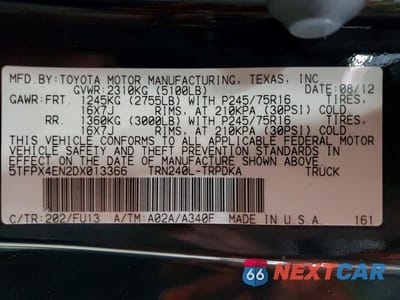 Zdjęcie 13 z 13 samochodu: 2013 TOYOTA TACOMA BASE VIN:5TFPX4EN2DX013366 - miniatura