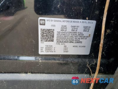 Zdjęcie 12 z 12 samochodu: 2022 CHEVROLET EQUINOX LT VIN:3GNAXKEV8NL116001 - miniatura