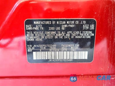 Zdjęcie 12 z 12 samochodu: 2012 NISSAN LEAF SV VIN:JN1AZ0CP5CT023489 - miniatura