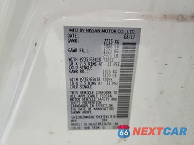 Zdjęcie 13 z 13 samochodu: 2017 NISSAN PATHFINDER SL VIN:5N1DR2MM6HC909639 - miniatura