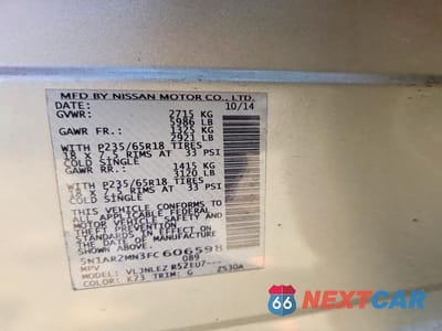 Zdjęcie 13 z 13 samochodu: 2015 NISSAN PATHFINDER S VIN:5N1AR2MN3FC606598 - miniatura