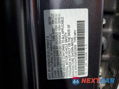 Zdjęcie 13 z 13 samochodu: 2025 HONDA PILOT TOURING VIN:5FNYG1H73SB032659 - miniatura