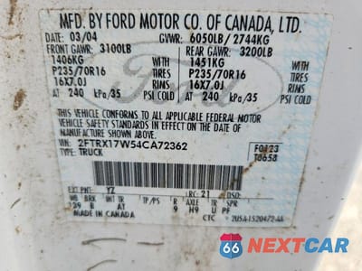 Zdjęcie 12 z 12 samochodu: 2004 FORD F-150 HERITAGE CLASSIC VIN:2FTRX17W54CA72362 - miniatura
