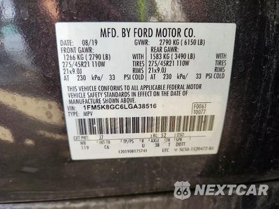 Zdjęcie 12 z 12 samochodu: 2020 FORD EXPLORER ST VIN:1FM5K8GC6LGA38516 - miniatura