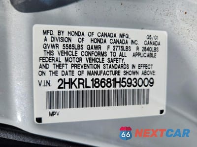 Zdjęcie 13 z 13 samochodu: 2001 HONDA ODYSSEY EX VIN:2HKRL18681H593009 - miniatura