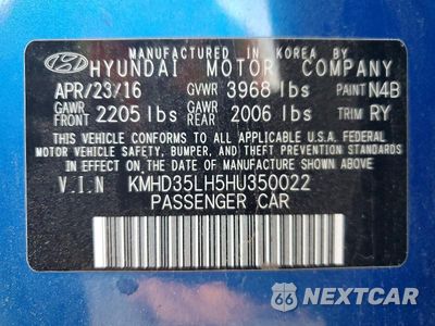 Zdjęcie 13 z 13 samochodu: 2017 HYUNDAI ELANTRA GT BASE VIN:KMHD35LH5HU350022 - miniatura