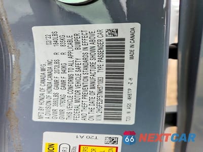 Zdjęcie 12 z 12 samochodu: 2022 HONDA CIVIC SPORT VIN:2HGFE2F57NH571063 - miniatura