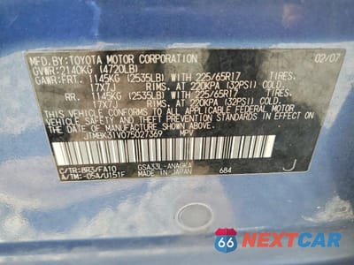 Zdjęcie 13 z 13 samochodu: 2007 TOYOTA RAV4 LIMITED VIN:JTMBK31V075027369 - miniatura