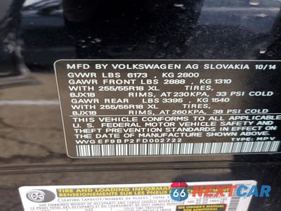 Zdjęcie 13 z 13 samochodu: 2015 VOLKSWAGEN TOUAREG V6 VIN:WVGEF9BP2FD002722 - miniatura