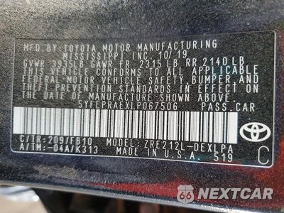 Zdjęcie 12 z 12 samochodu: 2020 TOYOTA COROLLA LE VIN:5YFEPRAEXLP067506 - miniatura
