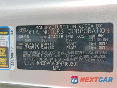 Zdjęcie 13 z 13 samochodu: 2017 KIA SPORTAGE LX VIN:KNDPMCAC8H7169201 - miniatura