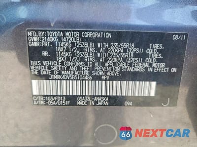 Zdjęcie 13 z 13 samochodu: 2011 TOYOTA RAV4 SPORT VIN:JTMRK4DV5B5104486 - miniatura