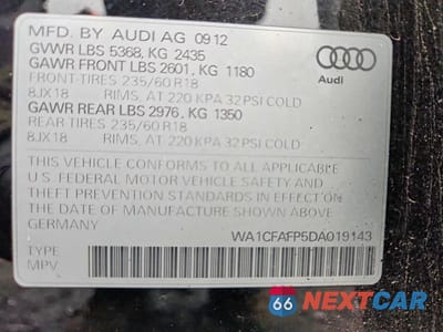 Zdjęcie 13 z 13 samochodu: 2013 AUDI Q5 PREMIUM VIN:WA1CFAFP5DA019143 - miniatura
