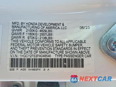 Zdjęcie 12 z 12 samochodu: 2023 HONDA ACCORD HYBRID EXL VIN:1HGCY2F63PA048546 - miniatura