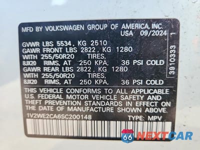 Zdjęcie 13 z 13 samochodu: 2025 VOLKSWAGEN ATLAS CROSS SPORT SE VIN:1V2WE2CA6SC200148 - miniatura