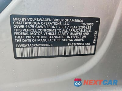 Zdjęcie 12 z 12 samochodu: 2021 VOLKSWAGEN PASSAT SE VIN:1VWSA7A3XMC000676 - miniatura