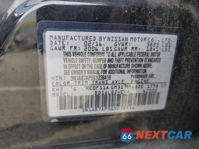Zdjęcie 12 z 12 samochodu: 2016 NISSAN SENTRA S VIN:3N1AB7AP5GY238416 - miniatura