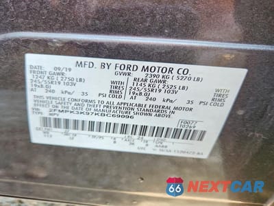 Zdjęcie 13 z 13 samochodu: 2019 FORD EDGE TITANIUM VIN:2FMPK3K97KBC69096 - miniatura