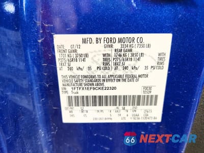 Zdjęcie 12 z 12 samochodu: 2012 FORD F150 SUPER CAB VIN:1FTFX1EF9CKE22320 - miniatura
