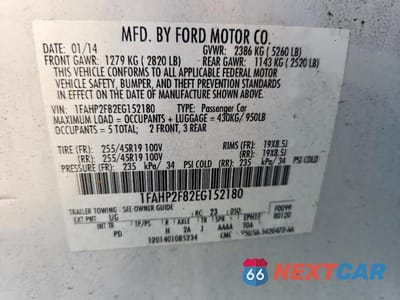 Zdjęcie 12 z 12 samochodu: 2014 FORD TAURUS LIMITED VIN:1FAHP2F82EG152180 - miniatura