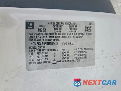 Zdjęcie 13 z 13 samochodu: 2013 CHEVROLET TAHOE C1500 LS VIN:1GNSCAE06DR361403 - miniatura