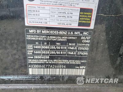 Zdjęcie 13 z 13 samochodu: 2007 MERCEDES-BENZ ML 350 VIN:4JGBB86E77A266894 - miniatura