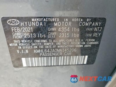 Zdjęcie 12 z 12 samochodu: 2021 HYUNDAI SONATA SEL VIN:KMHL64JA0MA145206 - miniatura