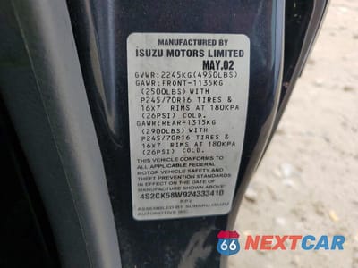 Zdjęcie 14 z 14 samochodu: 2002 ISUZU RODEO S VIN:4S2CK58W924333410 - miniatura