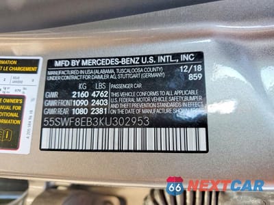 Zdjęcie 12 z 12 samochodu: 2019 MERCEDES-BENZ C 300 4MATIC VIN:55SWF8EB3KU302953 - miniatura