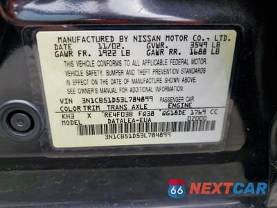 Zdjęcie 12 z 12 samochodu: 2003 NISSAN SENTRA XE VIN:3N1CB51D53L784899 - miniatura