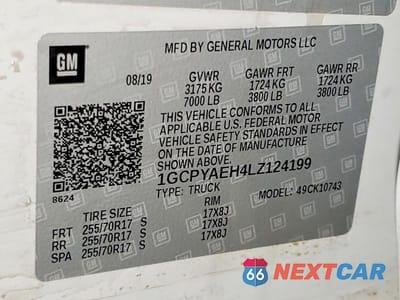 Zdjęcie 12 z 12 samochodu: 2020 CHEVROLET SILVERADO K1500 VIN:1GCPYAEH4LZ124199 - miniatura