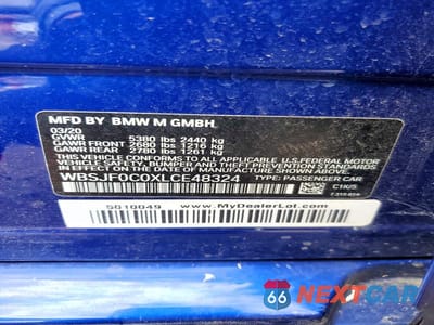 Zdjęcie 12 z 12 samochodu: 2020 BMW M5 BASE VIN:WBSJF0C0XLCE48324 - miniatura