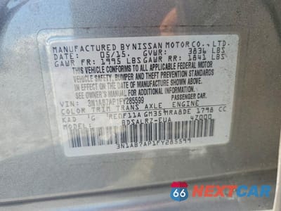 Zdjęcie 12 z 12 samochodu: 2015 NISSAN SENTRA SR VIN:3N1AB7AP1FY285599 - miniatura