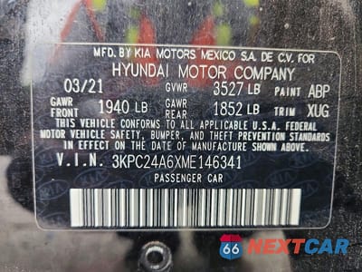 Zdjęcie 12 z 12 samochodu: 2021 HYUNDAI ACCENT SE VIN:3KPC24A6XME146341 - miniatura